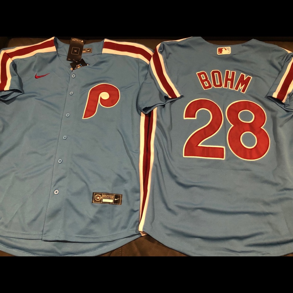 Nike PHILADELPHIA PHILLIES ALEC BOHM Men's White JERSEY Sz M,L,XL,2X New w tags
